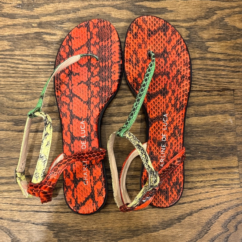 Red Snake Print Sandals